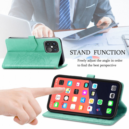 Horizon horizontal horizontal de Mandala avec titulaire et portefeuille et portefeuille pour iPhone 13 Pro (Vert) SH302C1378-07