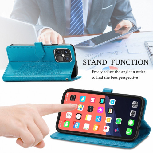 Horizon Horizontal horizontal de Mandala Flower avec support & Three Card Slots & Wallet & Lanière pour iPhone 13 PRO (Bleu) SH302D1386-07