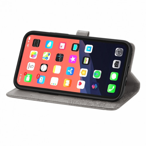 Horizon Horizontal Horizontal en relief de Mandala avec titulaire & Three Card Slots & Wallet & Lanière pour iPhone 13 Pro (gris) SH302E264-07