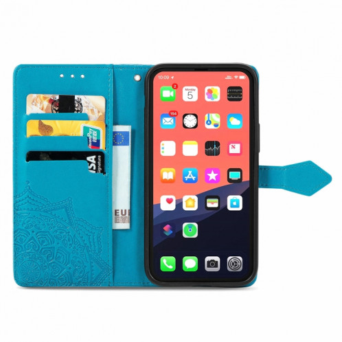 Horizon Horizontal horizontal de Mandala avec support & Three Card Slots & Wallet & Lanière pour iPhone 13 (bleu) SH303D1038-07