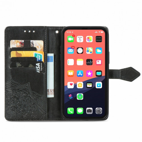 Horizon Horizontal horizontal de Mandala avec support & Three Card Slots & Wallet & Lanière pour iPhone 13 Mini (Noir) SH304A1813-07