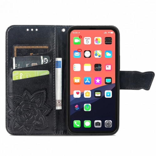 Boîtier à rabat horizontal horizontal en relief de papillon avec support / portefeuille / portefeuille pour iPhone 13 Pro (Noir) SH802A1027-07