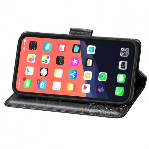 Boîtier à rabat horizontal horizontal en relief de papillon avec support / portefeuille / portefeuille pour iPhone 13 Pro (Noir) SH802A1027-07