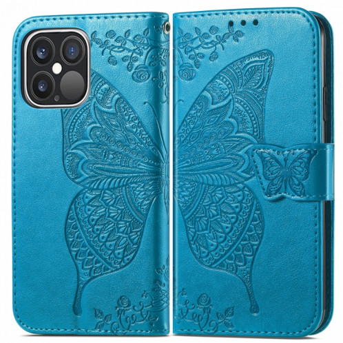 Coque horizontale en cuir horizontal horizontale en relief de papillon avec support / portefeuille / portefeuille pour iPhone 13 PRO (Bleu) SH802D1048-07