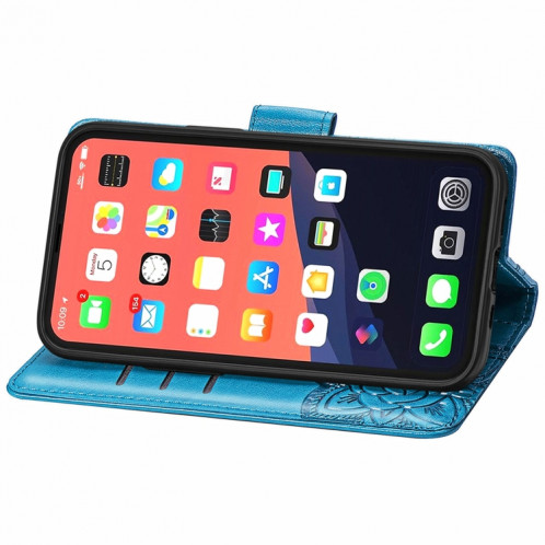 Coque horizontale en cuir horizontal horizontale en relief de papillon avec support / portefeuille / portefeuille pour iPhone 13 PRO (Bleu) SH802D1048-07