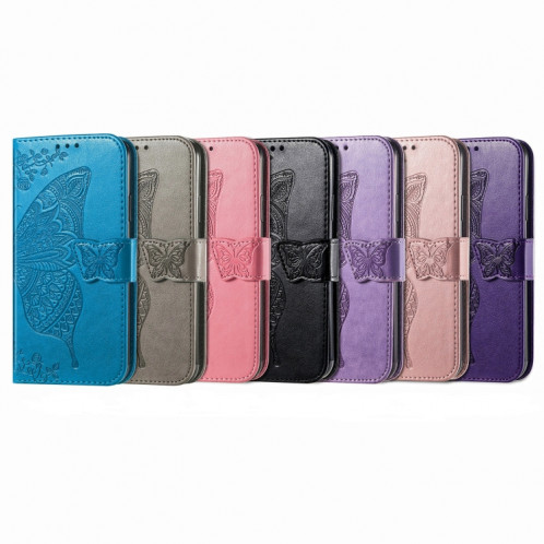 Boîtier à rabat horizontal horizontal en relief de papillon avec support / portefeuille / portefeuille pour iPhone 13 PRO (rose) SH802B867-07