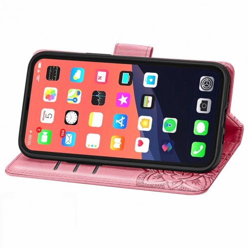 Boîtier à flip horizontal horizontal en relief de papillon avec support / portefeuille / portefeuille / lanière pour iPhone 13 (rose) SH803B1024-07