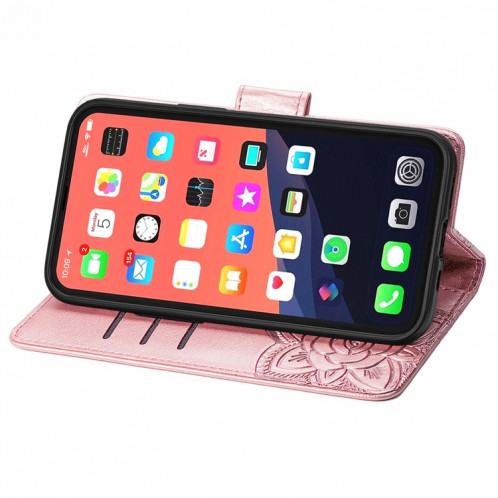 Coque en cuir horizontal horizontal à fleur d'amour papillon avec support / portefeuille / portefeuille pour iPhone 13 (or rose) SH803C313-07