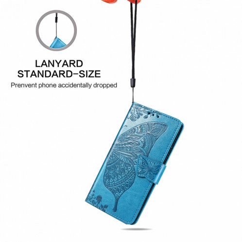 Boîtier à rabat horizontal horizontal à fleur de papillon avec support / portefeuille / portefeuille pour iPhone 13 (bleu) SH803D98-07