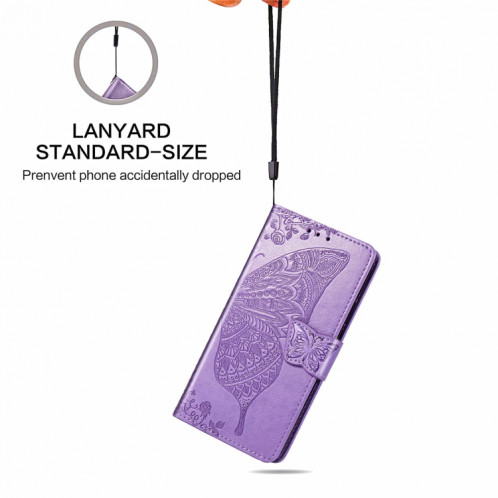Coque en cuir horizontal horizontal à fleur d'amour papillon avec support / portefeuille / portefeuille / lanière pour iPhone 13 (Violet léger) SH803E895-07