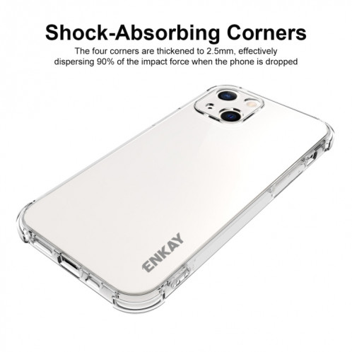 Hat-Prince Enkay Clear TPU Case Soft Soft Case Drop Cover Cover + Clear HD Trempé Glass Protector Film pour iPhone 13 SE9602671-06