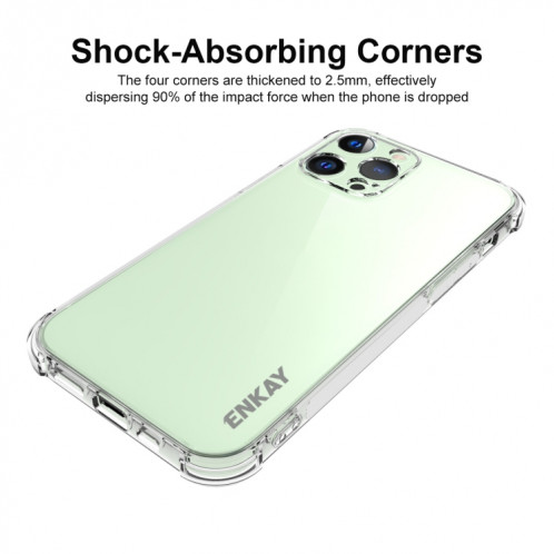 Hat-Prince Enkay Clear TPU Case Soft Soft PROTECTION COUVERTURE DE PROTECTION DROP + PRODUIT DE PROTECTEUR DE VERRE TRAITÉ DU CLEAR POUR IPHONE 13 PRO SE960384-06