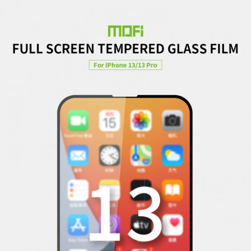 Film de verre trempé en plein écran mofi 9h 2.5d pour iPhone 13/13 Pro (Noir) SM902A1563-07