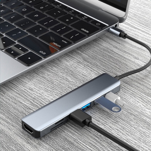7 en 1 HDMI + SD / TF + USB2.0X2 + USB3.0 + PD à la station d'accueil de type hub de type C SH5637236-07