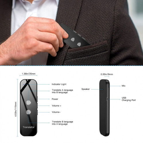 G6 Portable Instant en temps réel Traducteur de la voix multi-langues Traduct de voyage personnel de voyage personnel (gris) SH001B1551-08