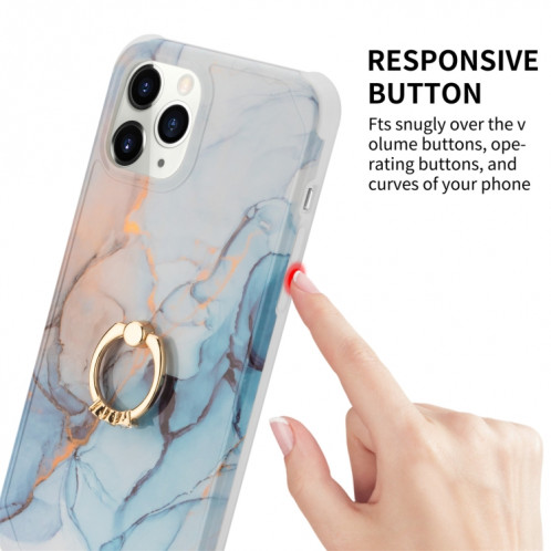 Pour iPhone 13 Quatre coins SUPPORTAILLAGE DU POISSON DE COVIAGE DROIT DE BACK DE BACD DE MARBLE EN BACK AVEC BAGUE DE SHINESSONE MÉTAL (bleu) SH003H1109-06