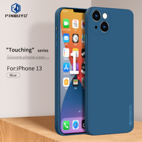 Pinwuyo Touching Série TPU de TPU en silicone liquide pour iPhone 13 (bleu) SP601B1033-06