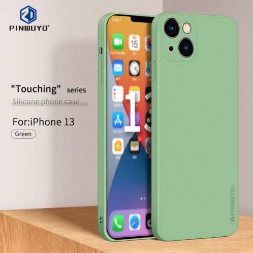 Pinwuyo Touching Series TPU de TPU en silicone liquide pour iPhone 13 (Vert) SP601C422-06