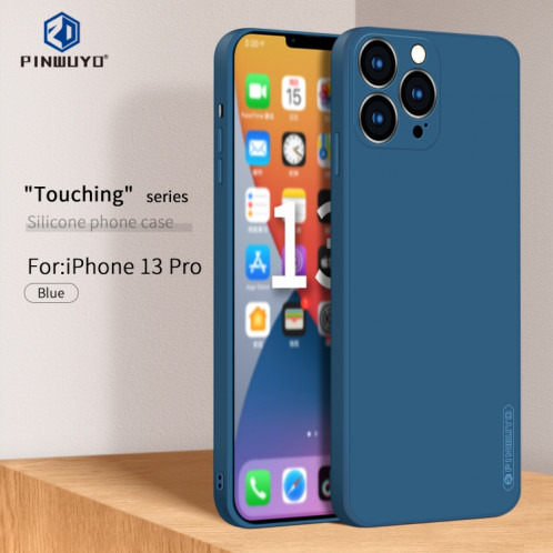 Pinwuyo Touching Series TPU Silicone liquide TPU antichoc pour iPhone 13 Pro (Bleu) SP602B389-06