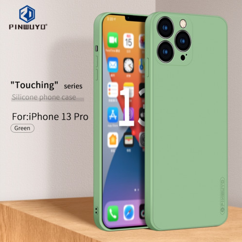 Pinwuyo Touching Series TPU de TPU de TPU en silicone liquide pour iPhone 13 PRO (Vert) SP602C997-06