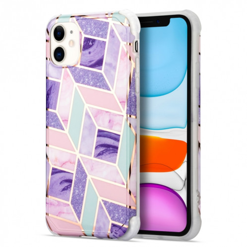 Pour iPhone 13 Pro Electroplating Matching Marble IMD IMD TPU TPU à quatre angles (violet) SH702E1399-07