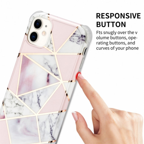 Pour iPhone 13 Pro Electroplating Matching Matching Marble IMD TPU TPU à quatre angles (rose) SH702C1379-07