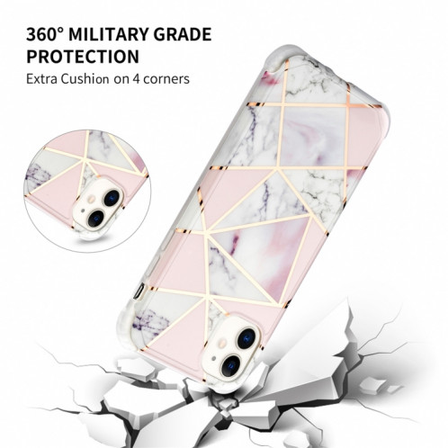 Pour iPhone 13 Pro Electroplating Matching Matching Marble IMD TPU TPU à quatre angles (rose) SH702C1379-07