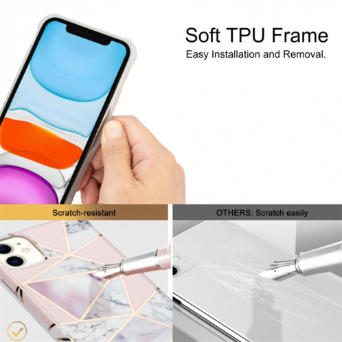 Pour iPhone 13 Pro Electroplating Matching Matching Marble IMD TPU TPU à quatre angles (rose) SH702C1379-07