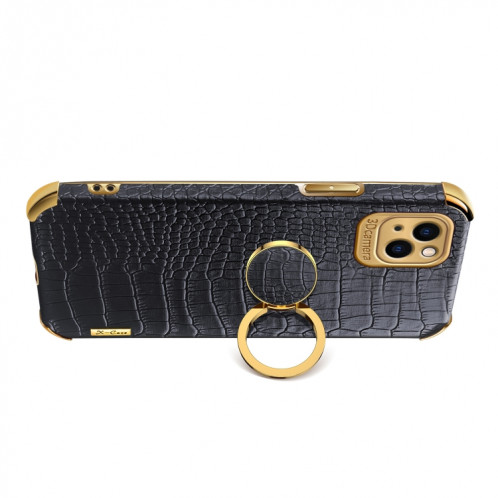 Étui en cuir à motif de crocodile TPU galvanoplié avec porte-bague pour iPhone 13 (rouge) SH403C1293-07