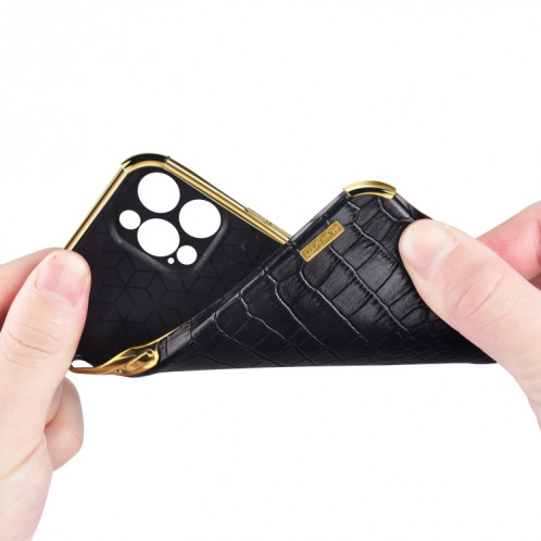 Étui en cuir à motif de crocodile TPU galvanoplié avec porte-bague pour iPhone 13 (rouge) SH403C1293-07