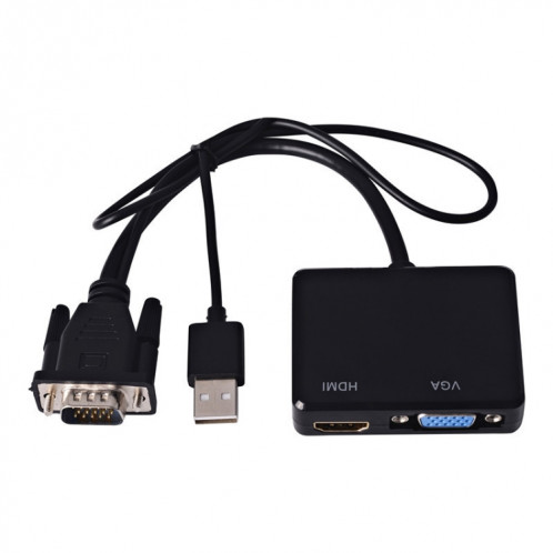 VGA To HDMI Adaptateur VGA Splitter avec convertisseur audio de 3,5 mm SH6140173-04