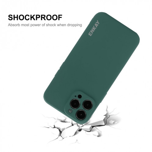 Hat-Prince ENKAY Liquid Silicone Shockproof Protective Case Cover for iPhone 13 Pro Max(Dark Green) SE601D1453-08