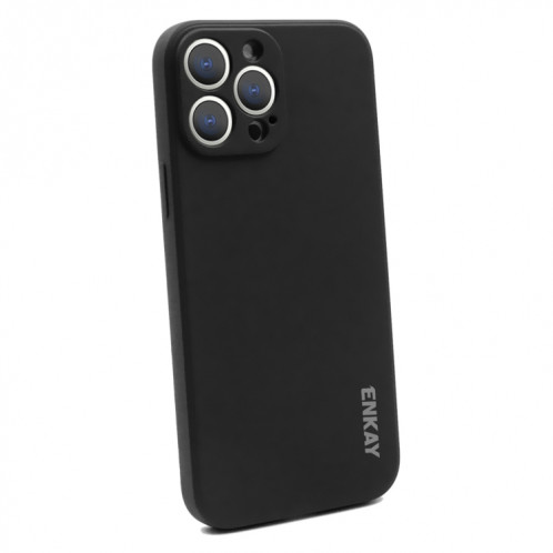 Hat-Prince Enkay Silicone de protection antichoc de protection antichoc couvre-boîtier de protection de protection + protecteur d'écran de verre trempé 9H pour iPhone 13 Pro (Noir) SE101B952-08