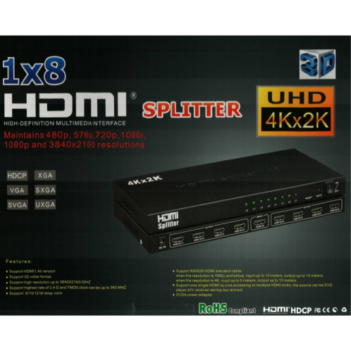 1 x 8 4K x 2K 3840 * 2160 / 30Hz Splitter HDMI SH6609540-06