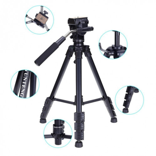 YUNTENG VCT-691 Support de trépied en aluminium avec tête de traînée de fluide SH68401196-05