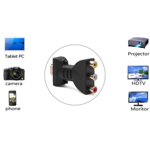 Adaptateur audio vidéo HDMI mâle vers 3 RCA plaqué or Convertisseur de composants AV pour projecteur DVD SH1687113-07