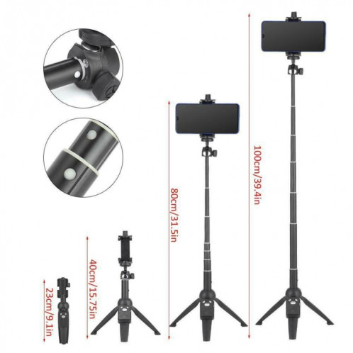 YunTeng YT-9928 3 sur 1 Trépied de poche à portails, monopod selfie Stick, Bluetooth Remote Shutter pour tous les smartphones SH69401516-07