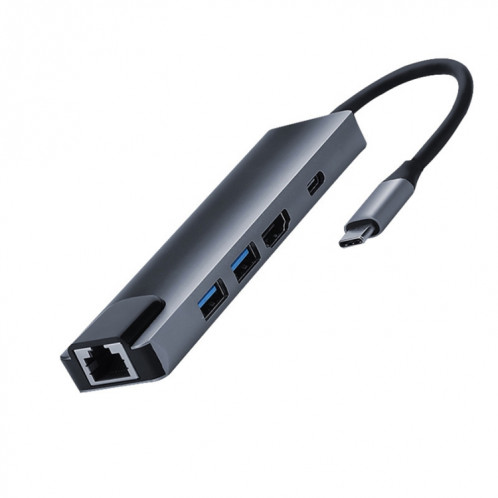 5 sur 1 USB Type-C à RJ45 + USB3.0 x 2 + Adaptateur de moyeu PD + HDMI SH70341118-05