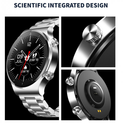 N58 IP67 1,28 pouce Touch Color Smart montre intelligente (argent en acier inoxydable) SH001A1169-09