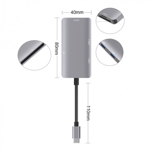 Adaptateur Hub de lecture de données 5 en 1 avec une carte SD / TF / CF, Dual USB3.0 ports SH72201443-06