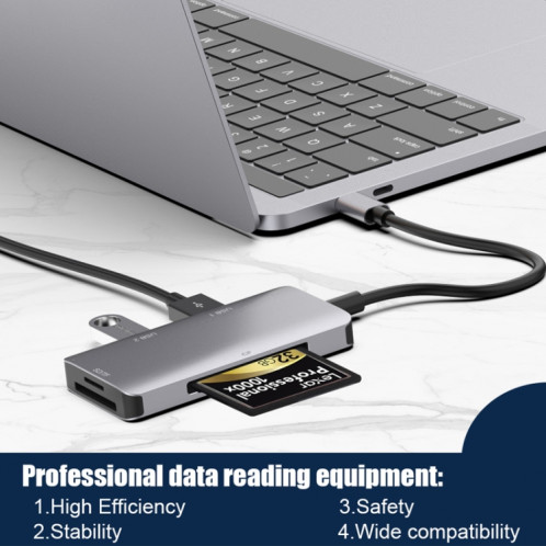 Adaptateur Hub de lecture de données 5 en 1 avec une carte SD / TF / CF, Dual USB3.0 ports SH72201443-06