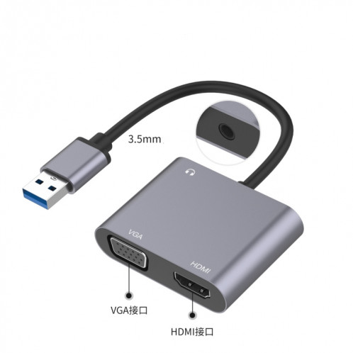 3 en 1 carte USB à HDMI / VGA / HUB audio SH72271398-05