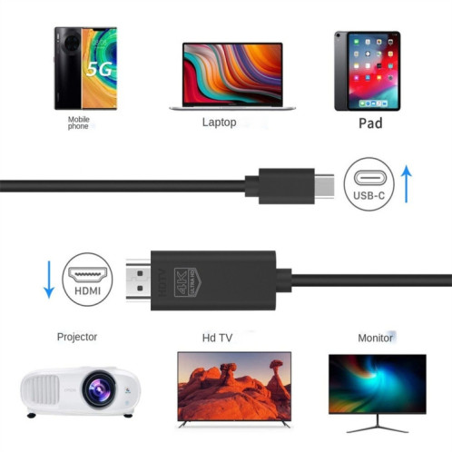 OT-UC503 4 KUSB Type C mâle au câble d'écran mâle HDMI SH72371112-06