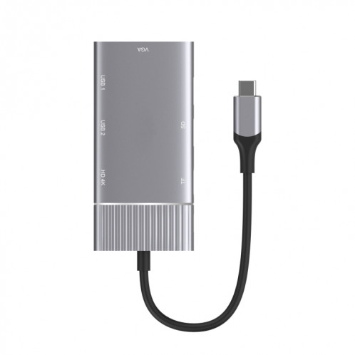8 en 1 Type-C à HDMI + Type-C + USB X 2 + VGA + SD + TF + 3,5mm Hub Adaptateur SH7264128-05