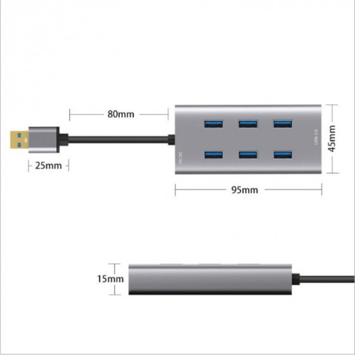Hub de station d'accueil en boîtier en métal multiport avec 7 ports USB 3.0 SH72771807-05