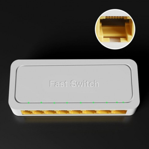 8 ports 100M RJ45 Mini Switch Home Plug-and-Play Bypass Splitter de réseau non géré pour la surveillance du réseau de chambre à coucher SH72901245-05