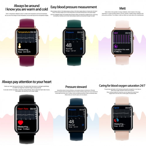 Q19 PRO IP67 SmartWatch de 1,69 pouce de 1,69 pouce (or + rose) SH801B209-09