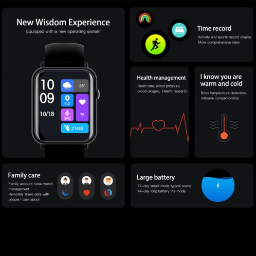 Q19 PRO IP67 SmartWatch de 1,69 pouce de 1,69 pouce (or + rose) SH801B209-09