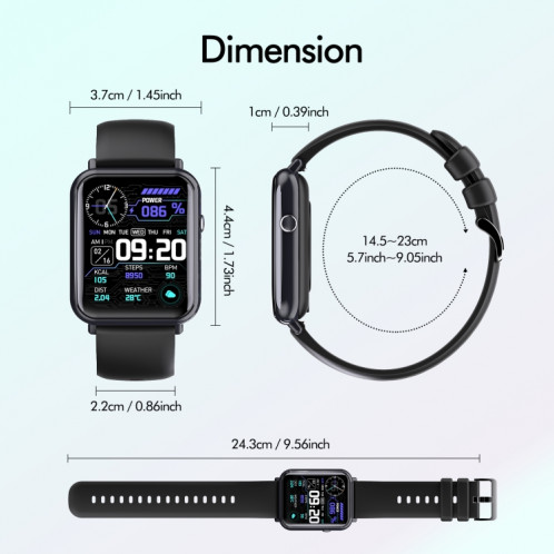 Q19 PRO IP67 SmartWatch de 1,69 pouce de 1,69 pouce (or + rose) SH801B209-09