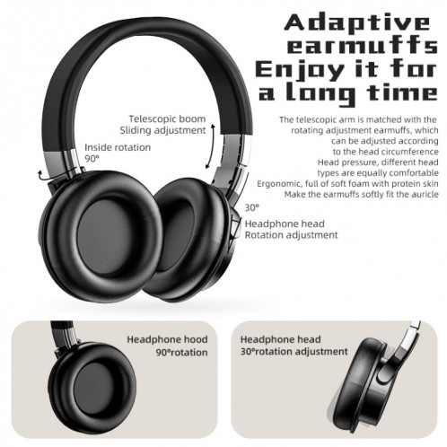 Casque stéréo HIFI Bluetooth sans fil A51 USB avec micro (blanc) SH901D1828-07